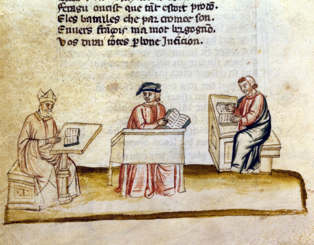 Mniši studující v klášteře, Miniaturní rukopis od Unknown artist