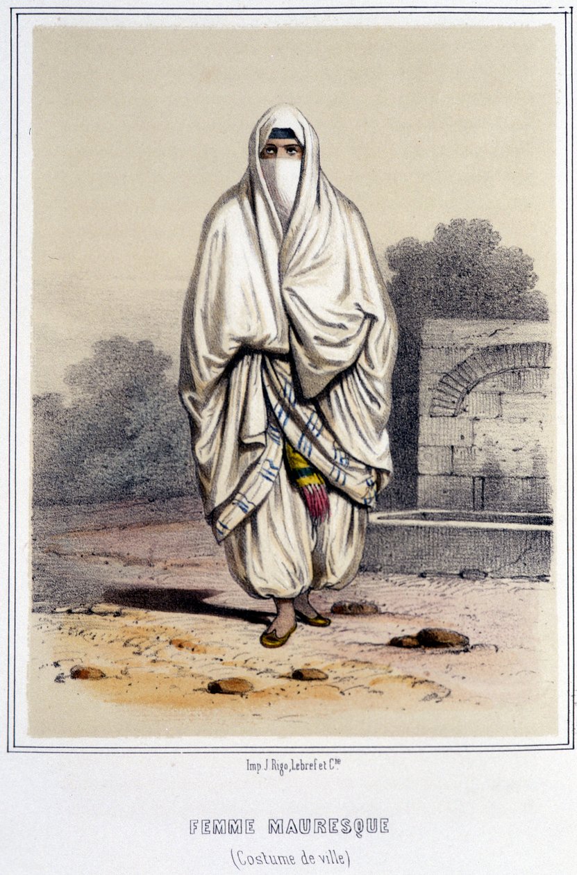 Maurská žena v městském kroji v Alžíru během druhé poloviny 19. století. od Unknown artist