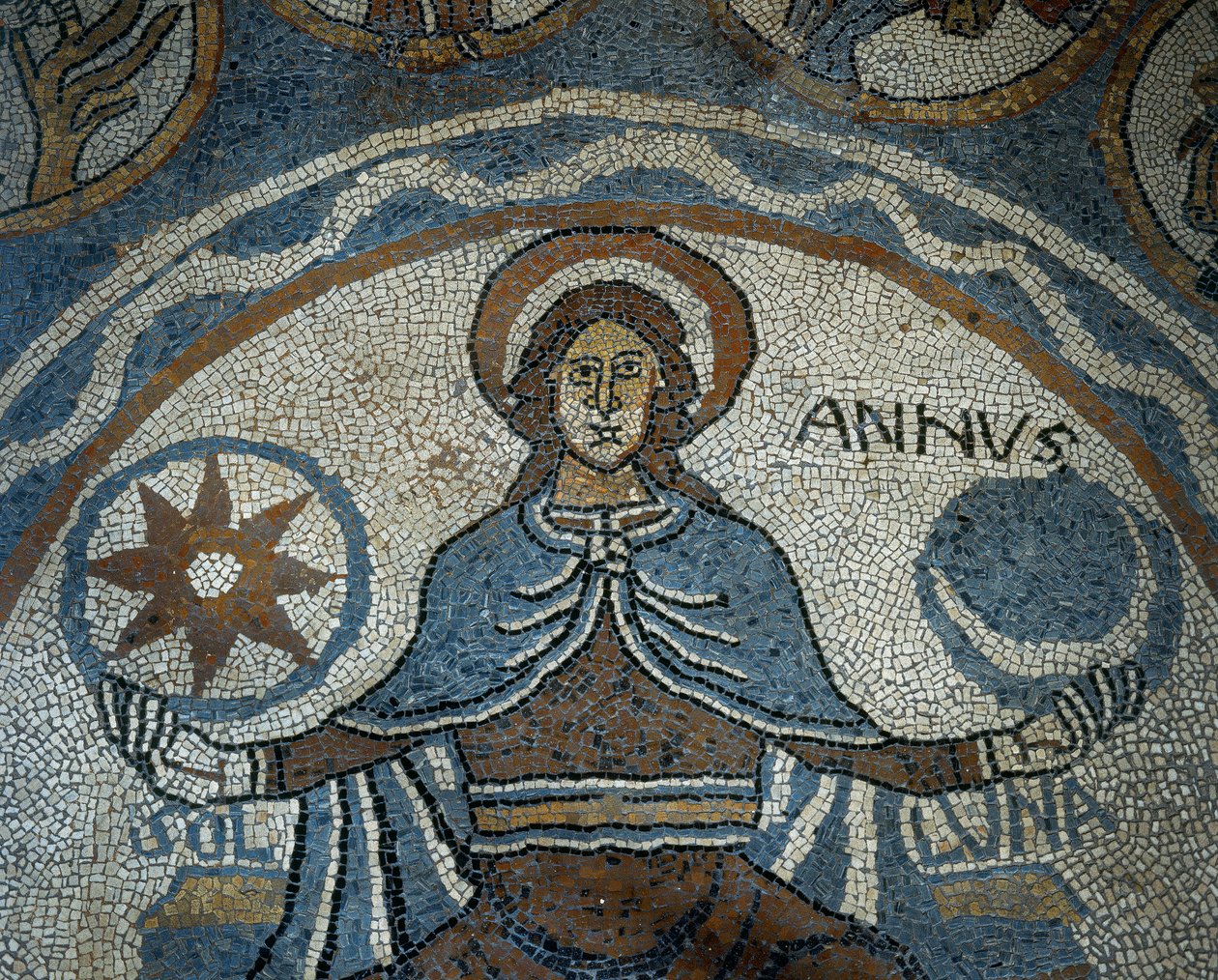 Mozaiková podlaha zobrazující měsíce v roce od Unknown artist