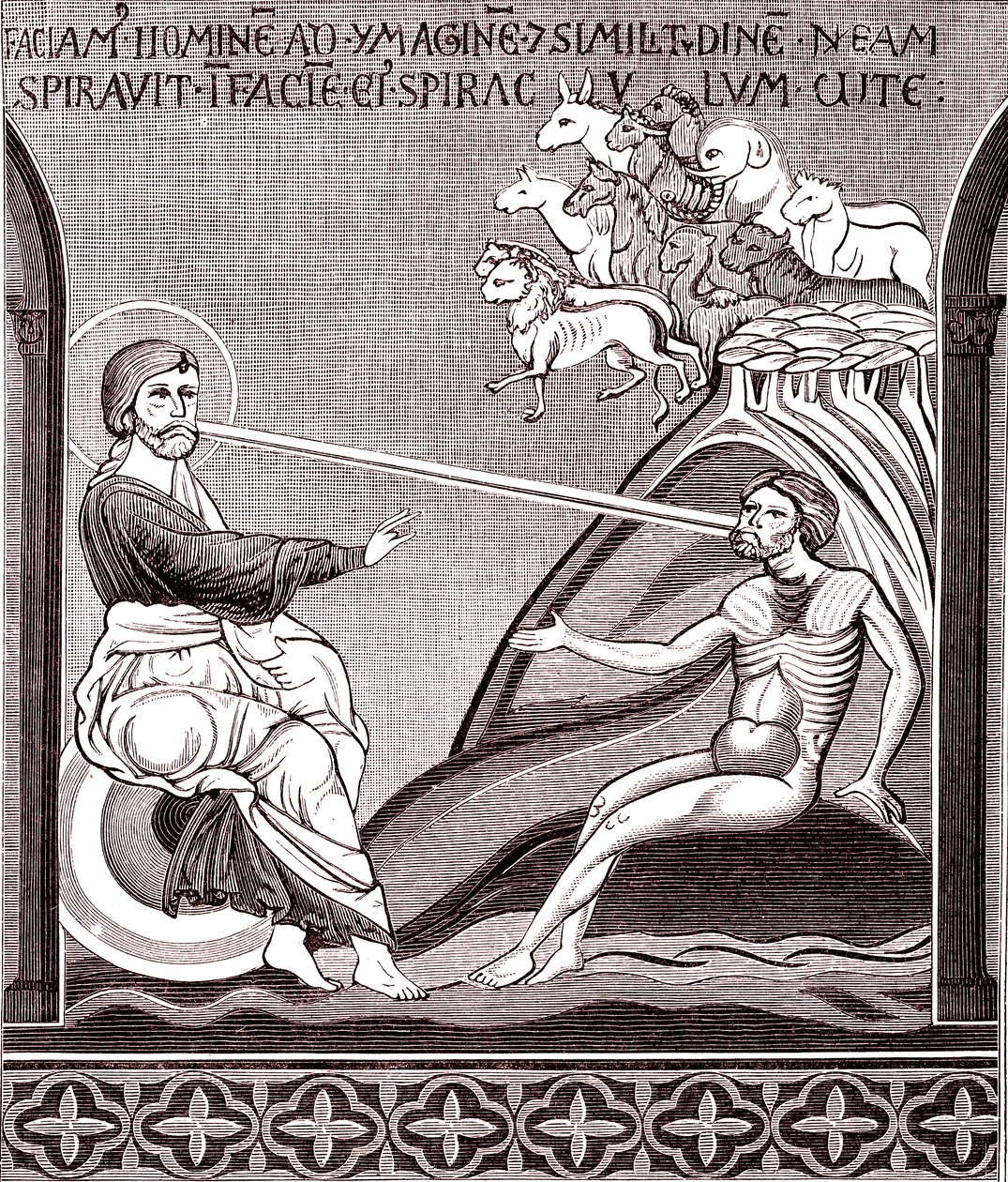 Mozaika představující stvoření člověka od Unknown artist