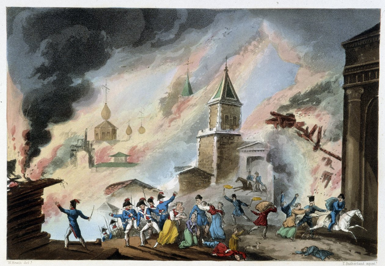 Požár v Moskvě, září 1812 – v „“napoleonských válkách“ od Sutherlanda, Duburg, Londýn od Unknown artist