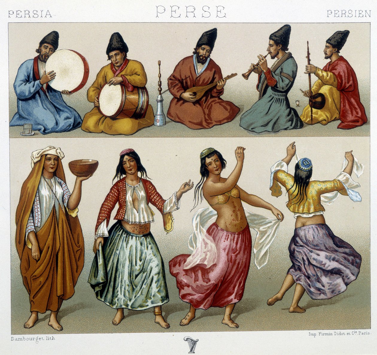 Hudebníci a tanečníci v Persii - v „historickém kostýmu“ od Racineta od Unknown artist