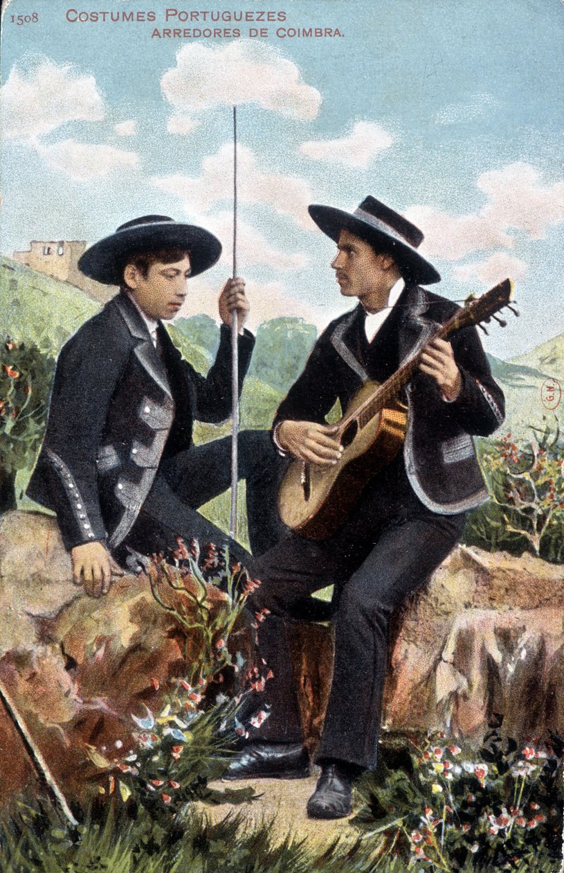 Hudebníci v portugalských kostýmech. Coimbra arredores. od Unknown artist