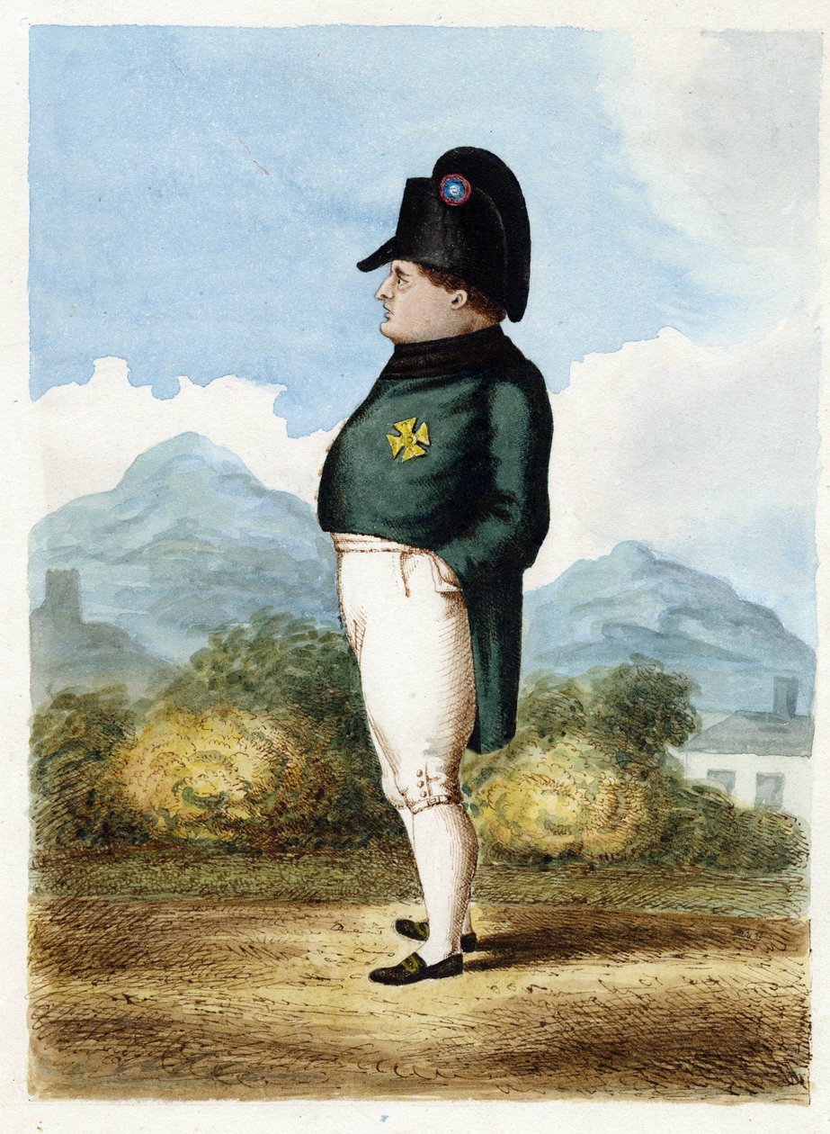 Napoleon Bonaparte na ostrově Svatá Helena - Neznámý dělostřelecký důstojník - 1817 - Akvarel na papíře - 30x22,6 - Soukromá sbírka od Unknown artist