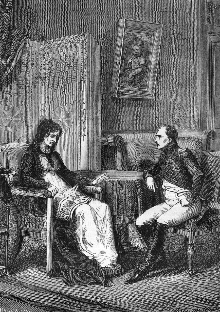 Napoleon I. konzultoval svou matku, Laetitia Bonaparte (Letizia Maria Ramolino) (1750-1836), než opustil ostrov Elba v roce 1815 od Unknown artist
