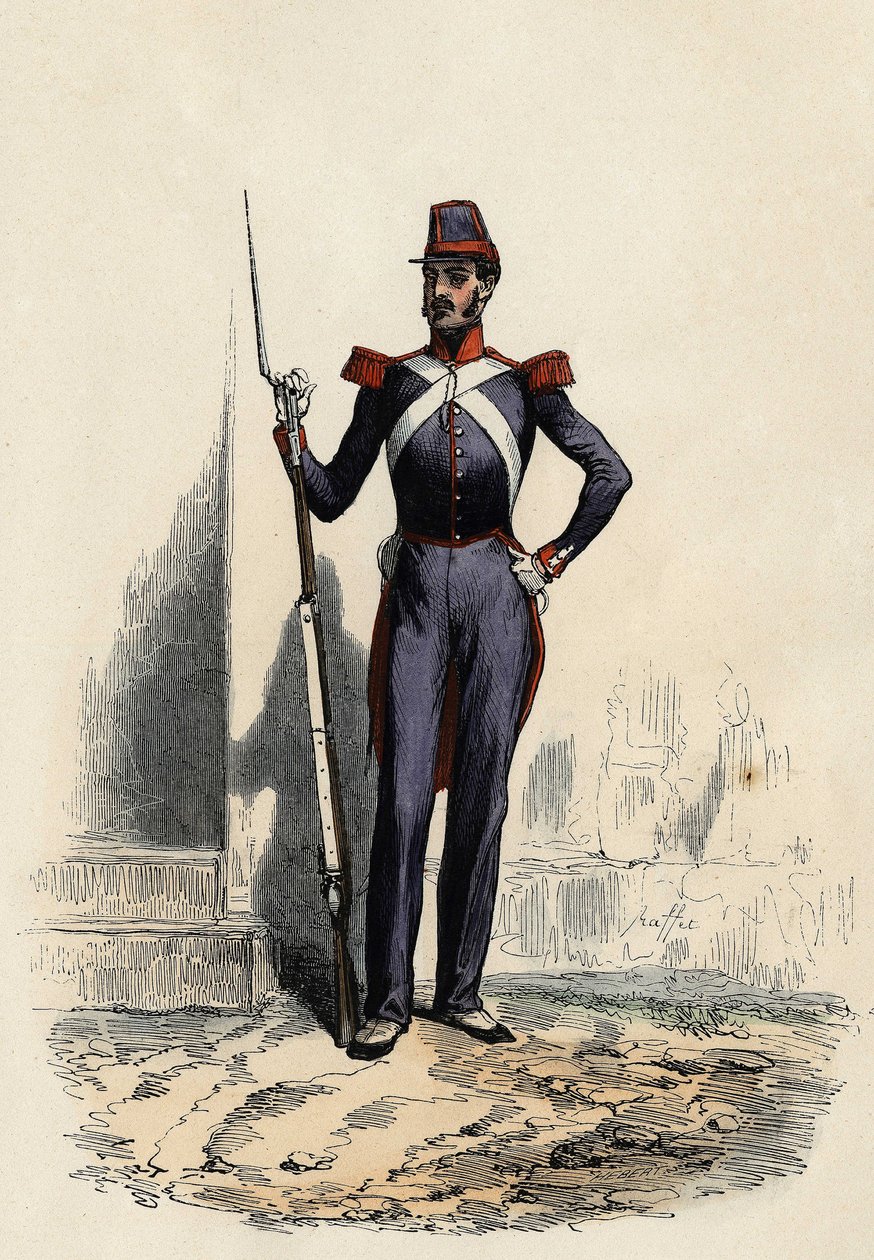 Národní garda nebo africké milice Alžíru, vytvořené generálem Clauselem z Francouzské Armee v roce 1830, aby zajistily pořádek ve městě, V „“L