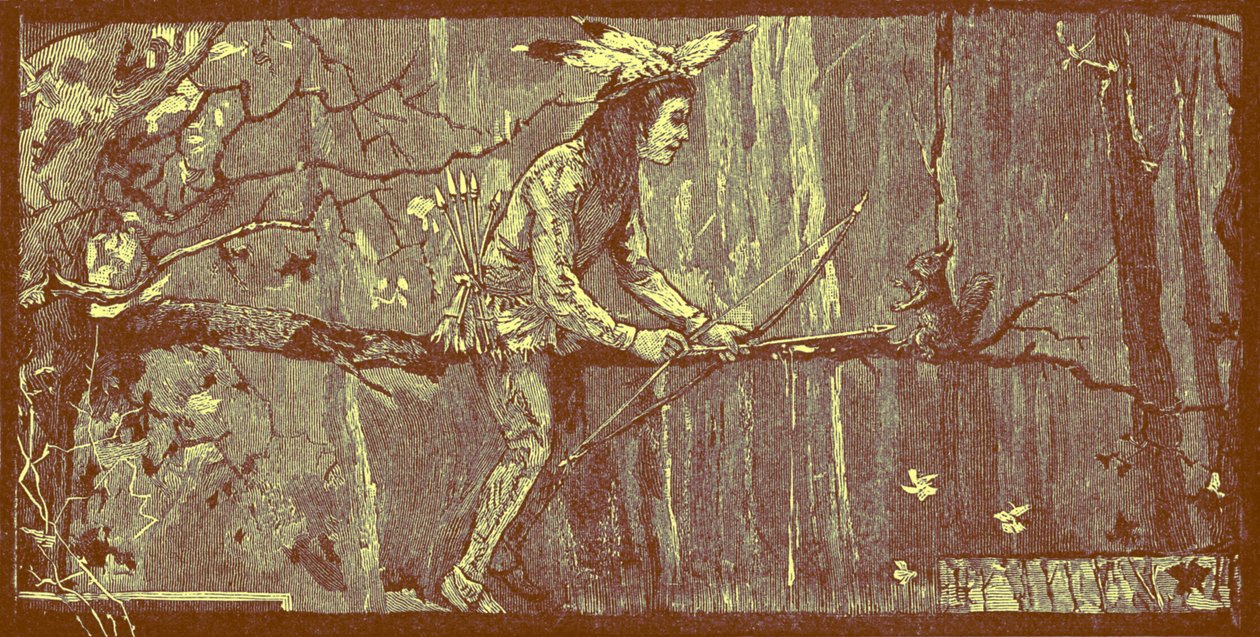 indiánský mýtus, v němž se chlapec učí moudrosti od veverky. od Unknown artist