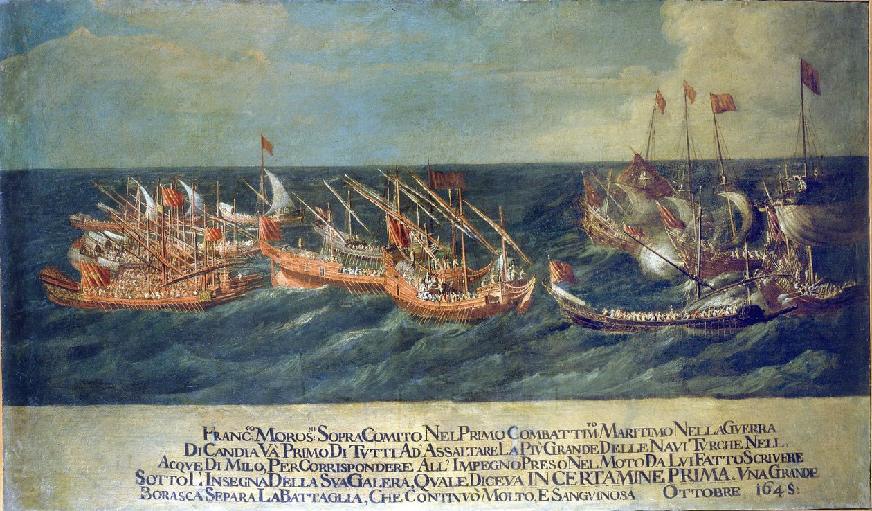 Námořní bitva o Milo během války o Candia od Unknown artist
