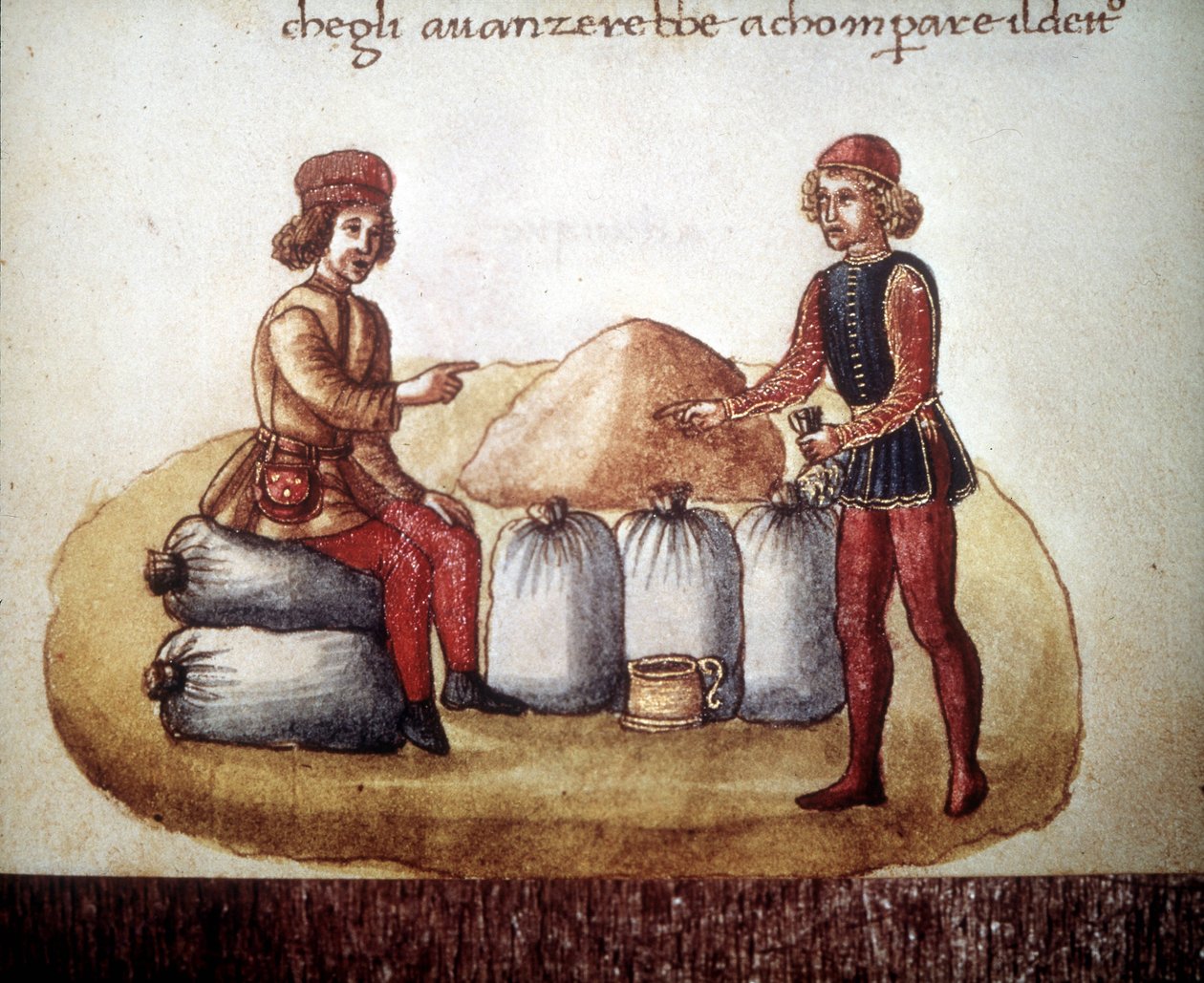 Vyjednávání cen obilí. Rukopis 15. století. Biblioteca Nazionale de Florence od Unknown artist