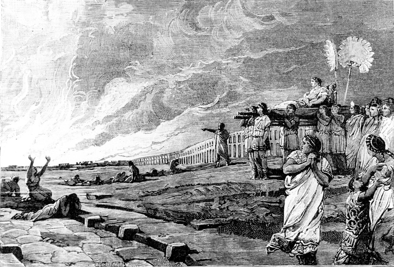 Nero pozoruje požár Říma. od Unknown artist