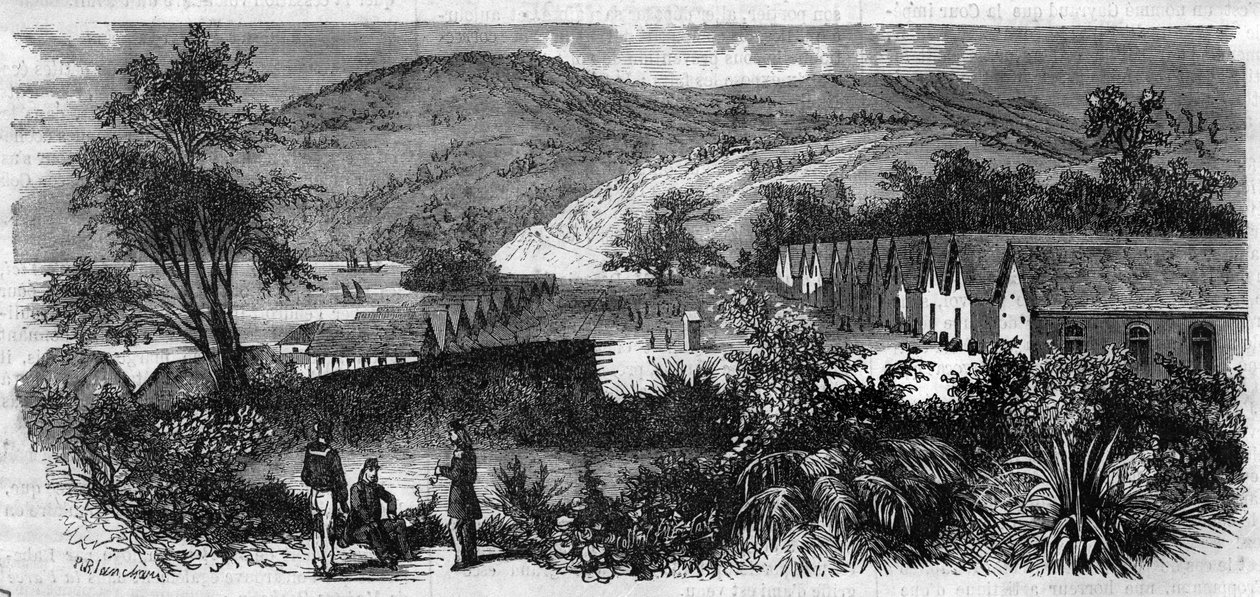 Nová Kaledonie - kajícník ostrova Nou - rytina z roku 1870 od Unknown artist