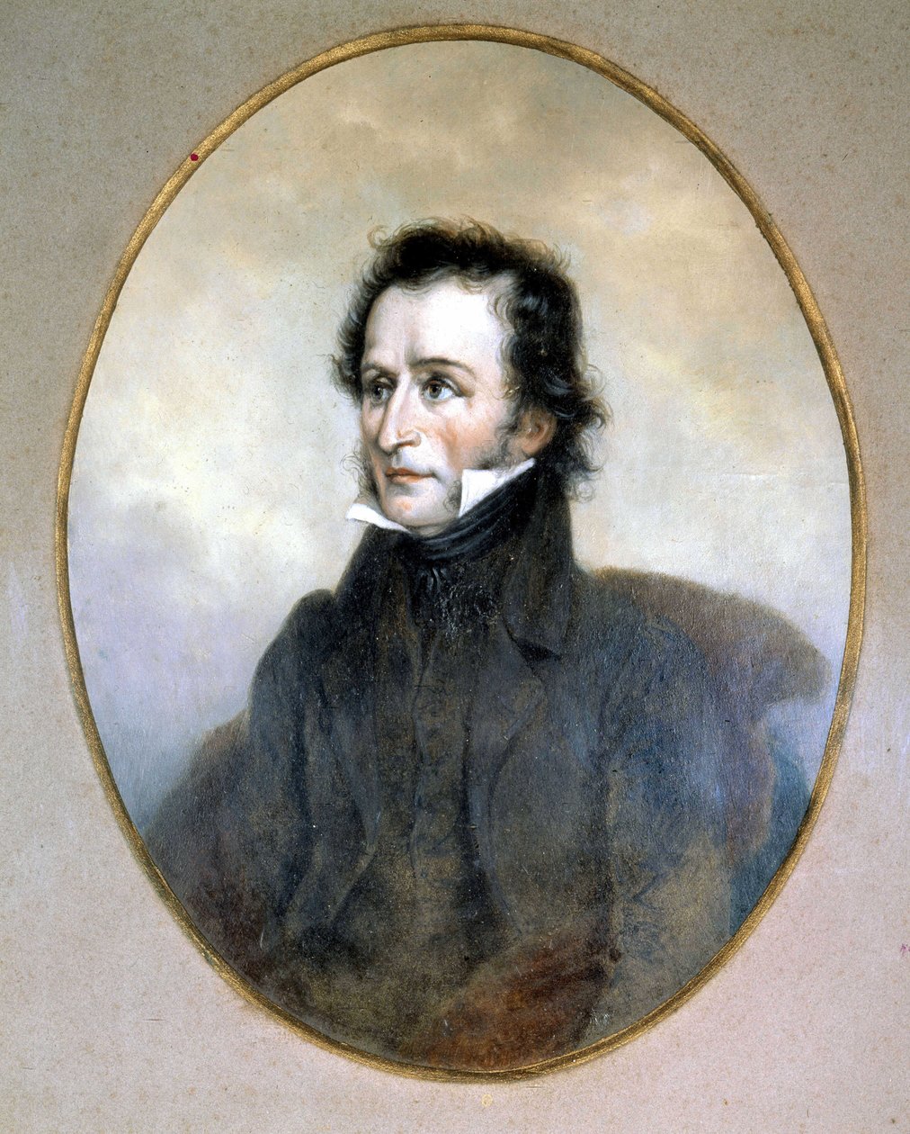 Niccolo Paganini (1782 - 1840). Vodové barvy. Muzeum Scala, Milán. od Unknown artist