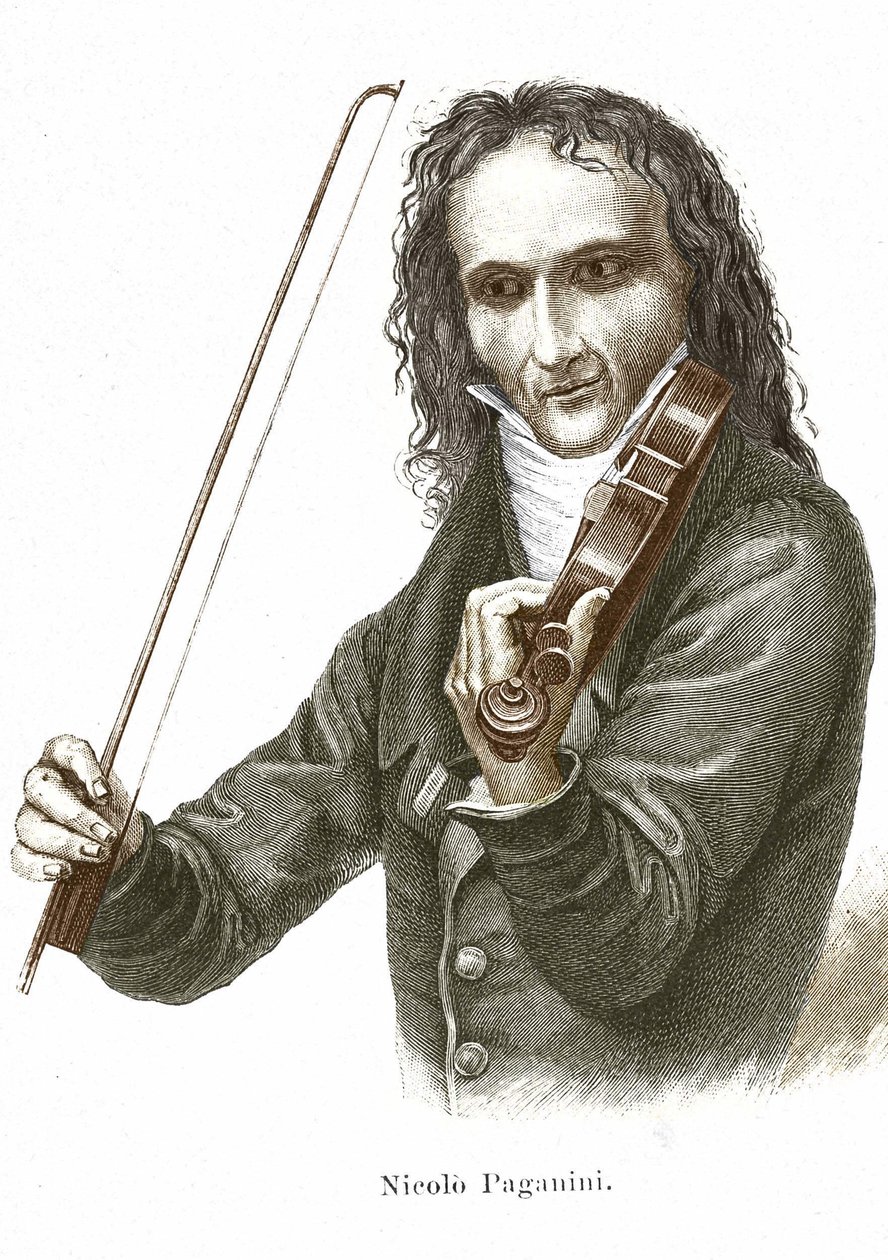 Niccolo Paganini (1782 - 1840) hraje na svém Stradivarius (housle vytvořené italským houslařem Antoniem Stradivarim). od Unknown artist