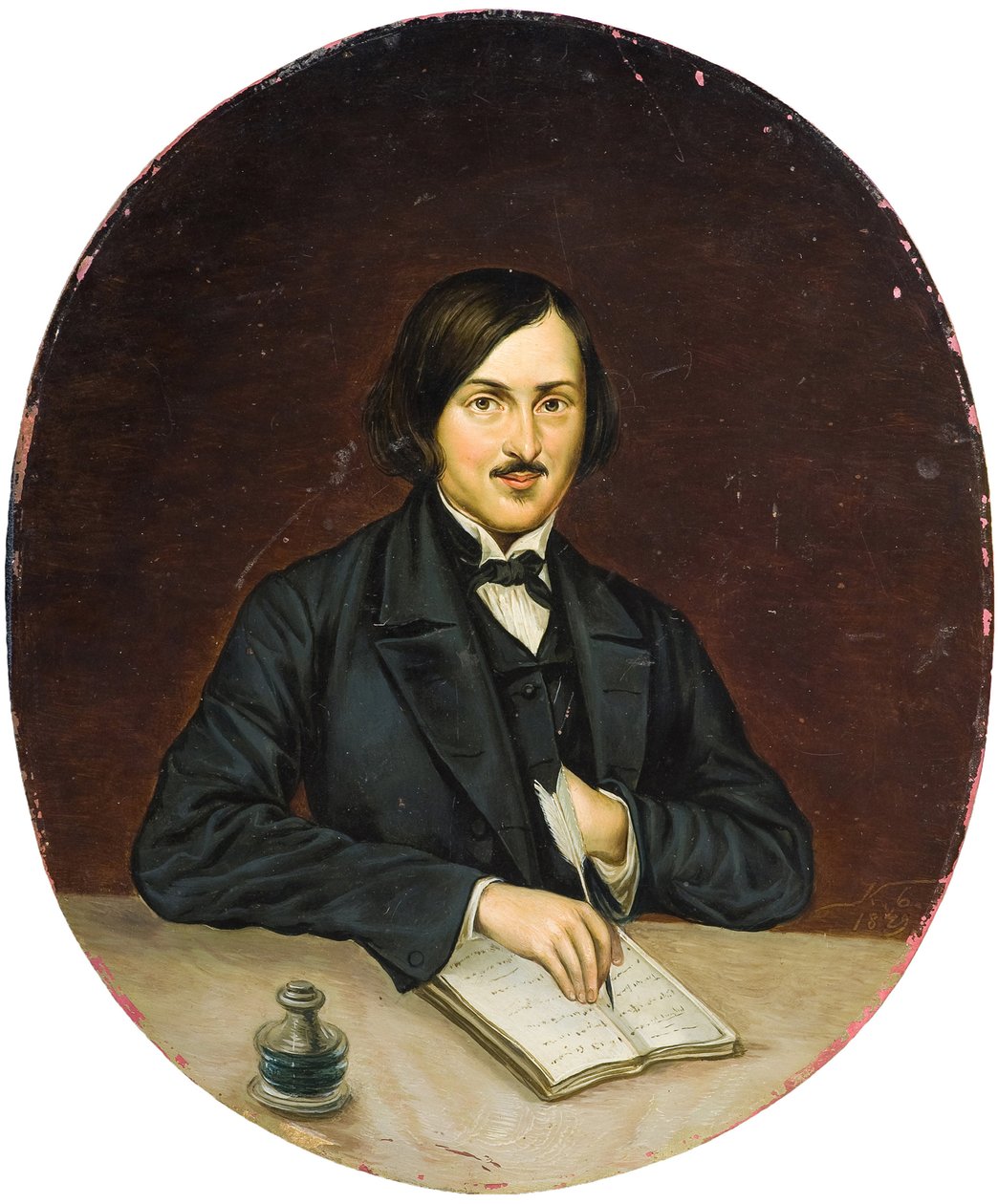 Nicolas Gogol - Portrét autora Nikolaje Gogola (1809-1852), Anonym. Olej na plátně od Unknown artist