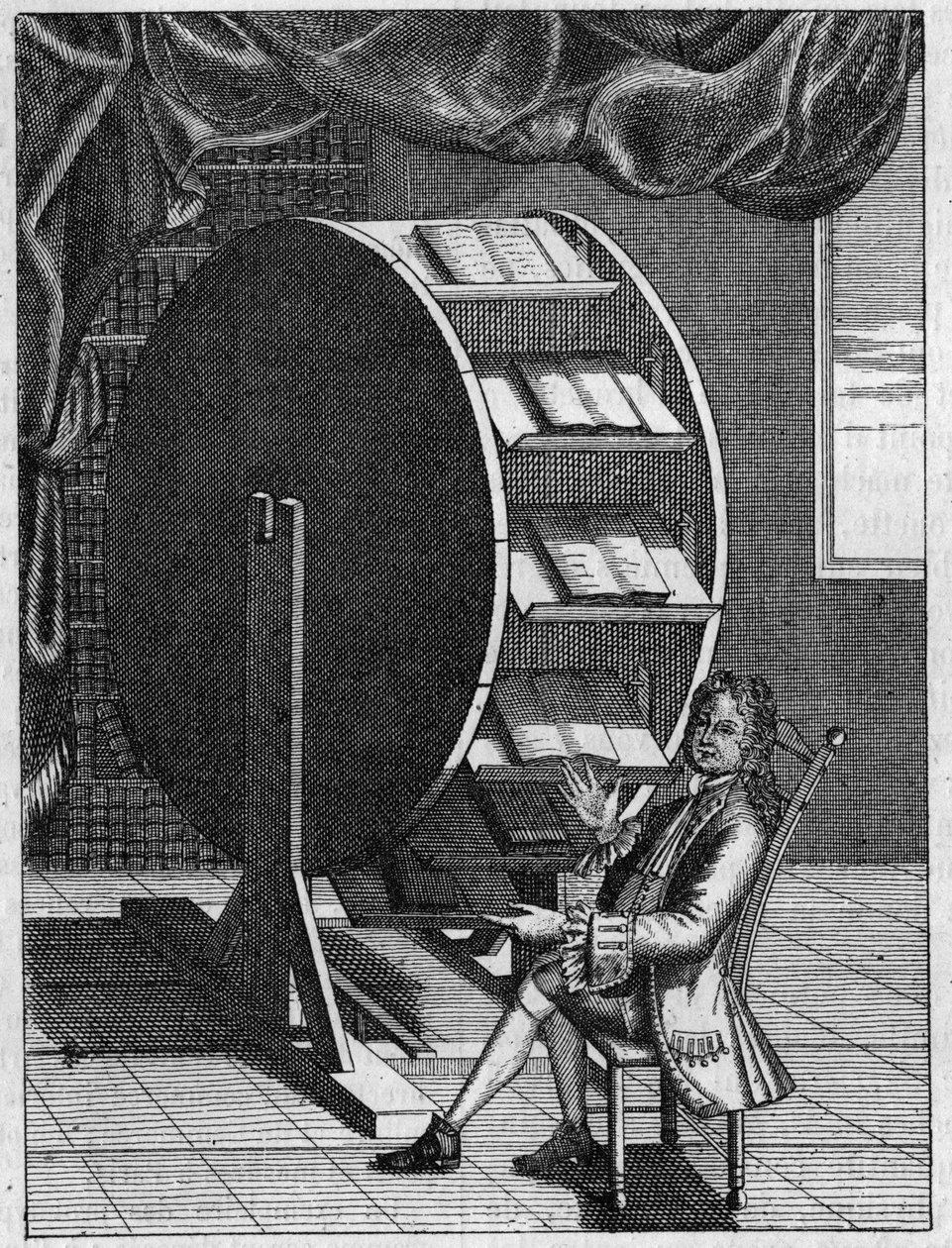 Nicolas Grollier de Servière (1596-1689), francouzský vynálezce, má svůj pracovní stůl. (Faksimile staré rytiny). Gravírování v "" Přírodě: přehled věd a jejich aplikací v umění a průmyslu "" z 16. října 1880. od Unknown artist