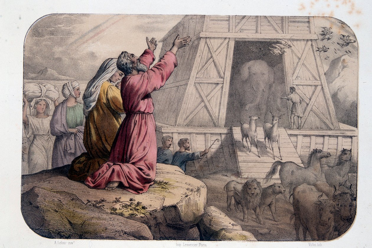 Noemova archa – východ z Noemovy archy – Bible od Unknown artist