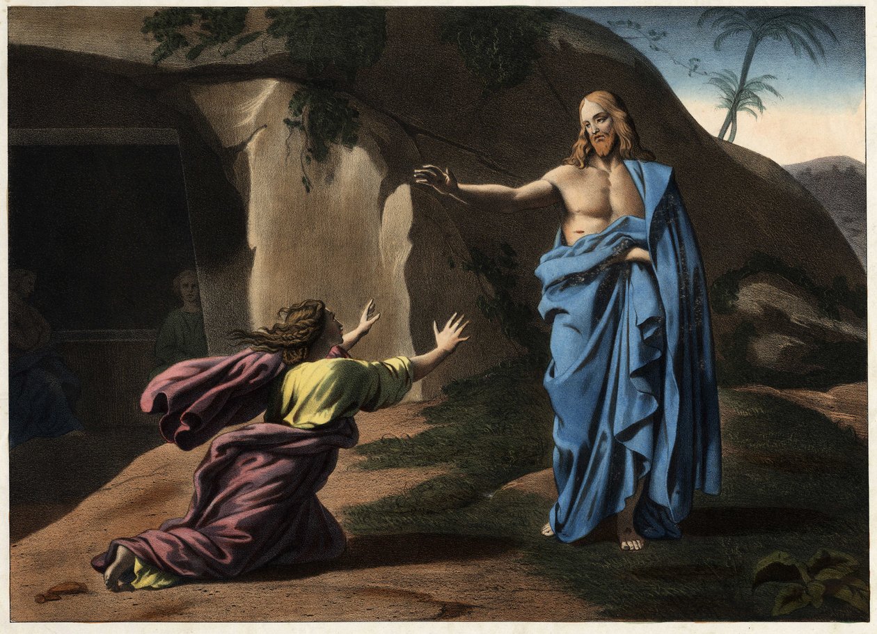 Noli me tangere: zjevení Krista svaté Magdaleně. Anonymní rytina 19. století. od Unknown artist