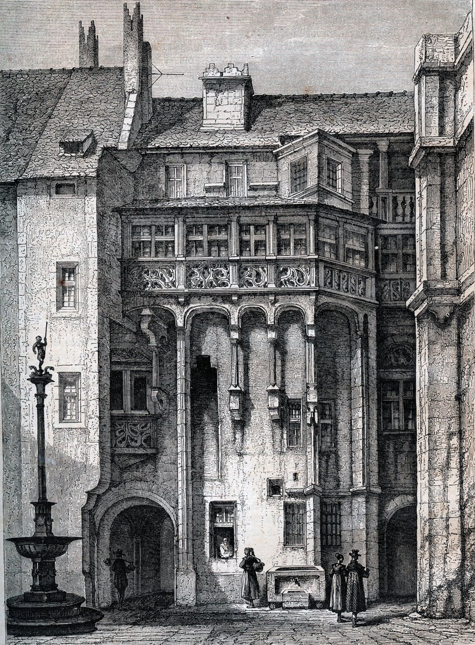 Nurnberger Rathaus - nádvoří norimberské radnice - rytina kolem roku 1867 od Unknown artist