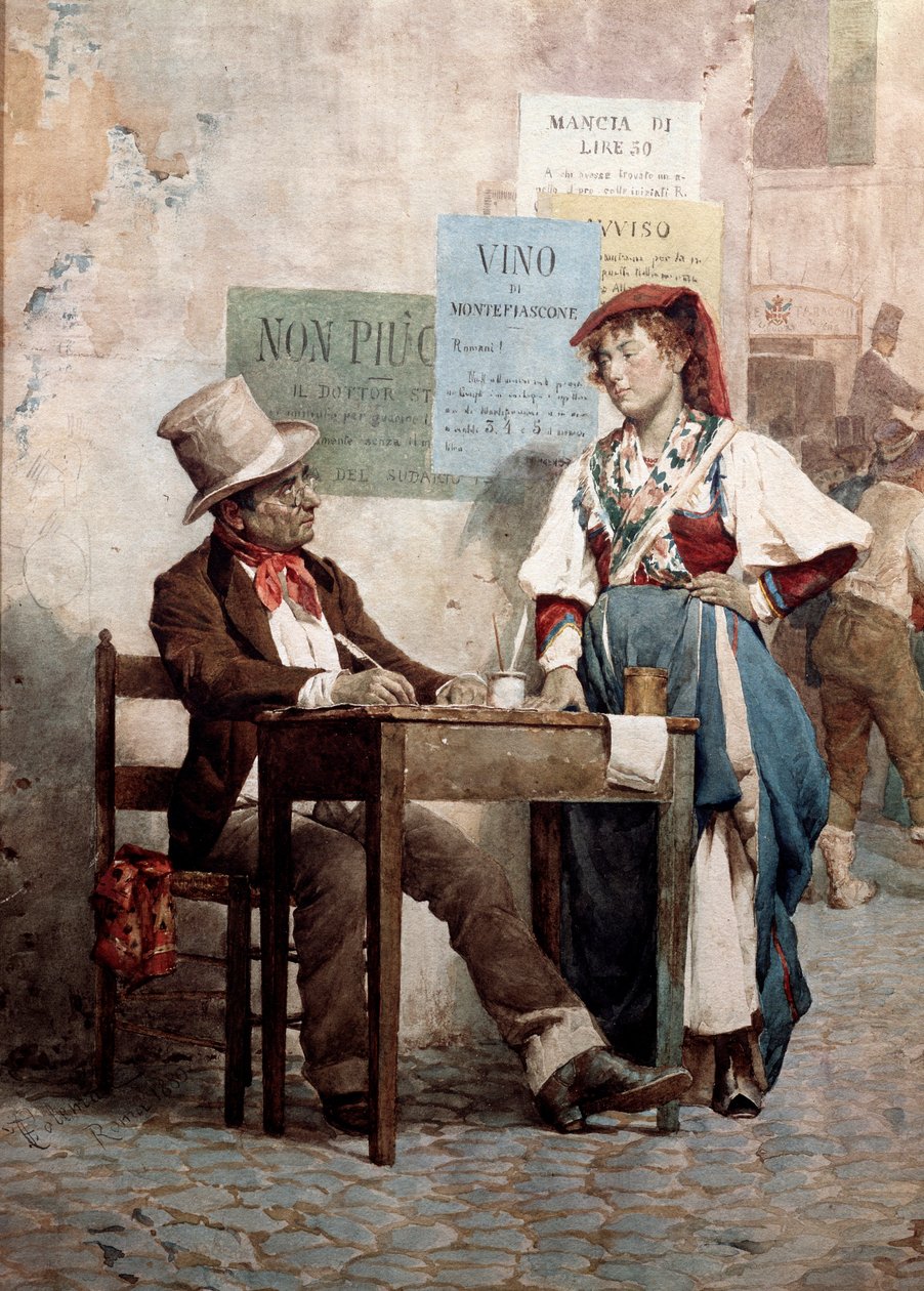 Starý muž: veřejný spisovatel v Římě. 19. století akvarel Řím, Museo del Folklore od Unknown artist