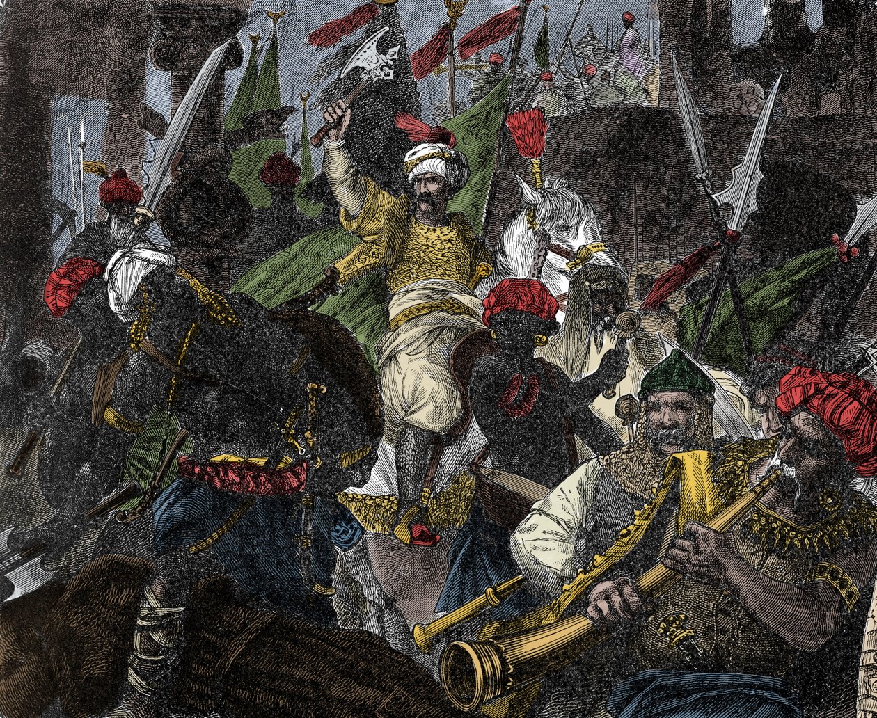 29. května 1453 zaútočil na Konstantinopol sultánem Osmanské říše Muhammad II. - Dobytí Konstantinopole: armáda osmanského sultána Mehmeta II. (Mehmed II. Dobyvatel nebo Muhammad II. Fatih) (1430-1481) obléhala město Konstantinopol v r. 1 od Unknown artist