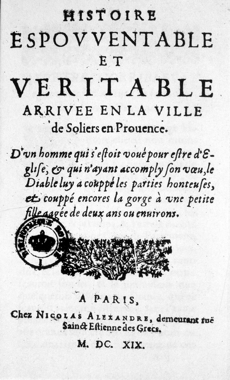 Jeden z „“Hrozné historie a skutečného příjezdu do města vojáků v Provence““ v Paříži 1617. (začátek populárního tisku) od Unknown artist