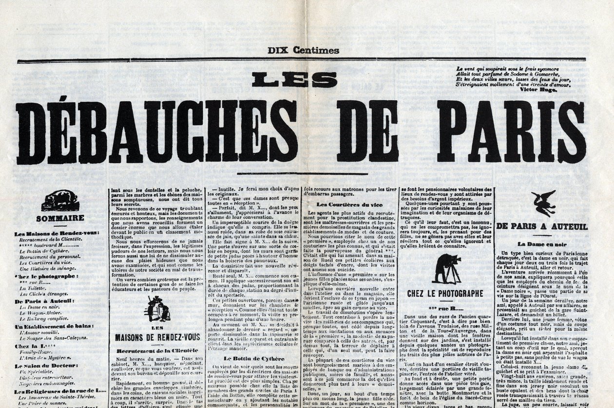 Jeden z novin „Les debauches de Paris“, konec 19. století. od Unknown artist