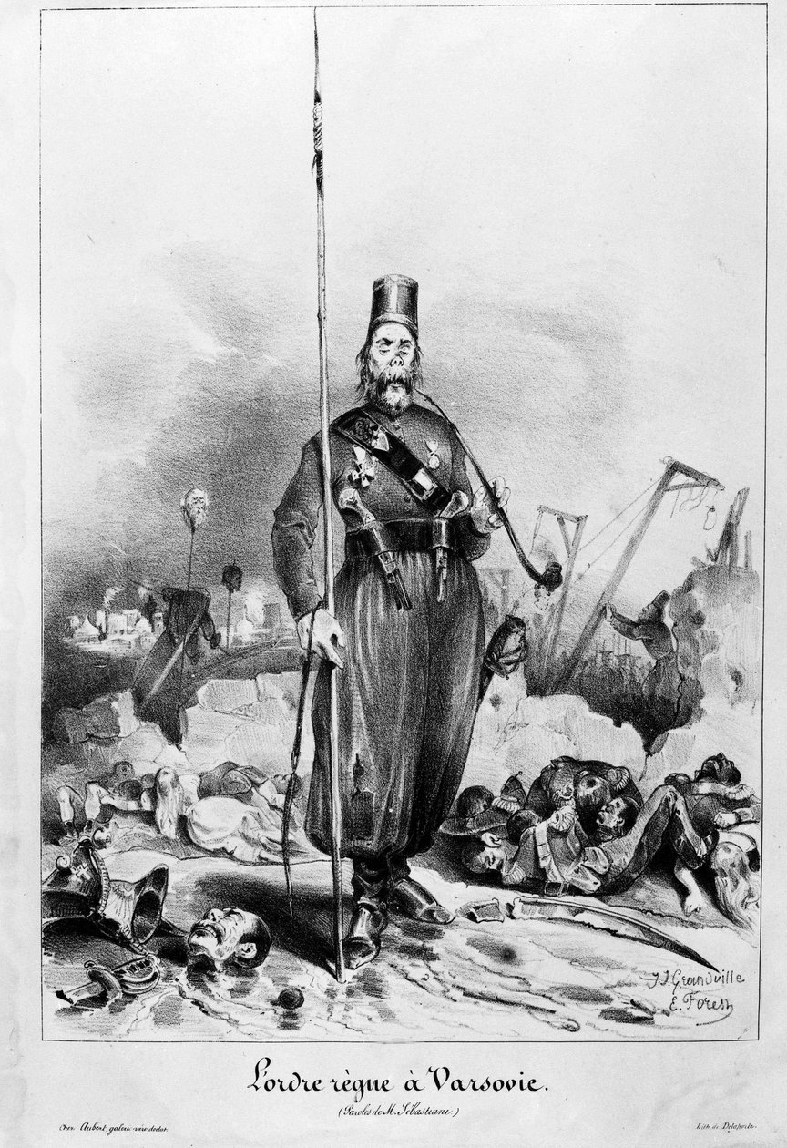 Ve Varšavě vládne pořádek. Karikatura Grandville a Forest na slova maršála Sebastiani de la Porta (1772-1851) (ministr a velvyslanec Louise Philippe). od Unknown artist