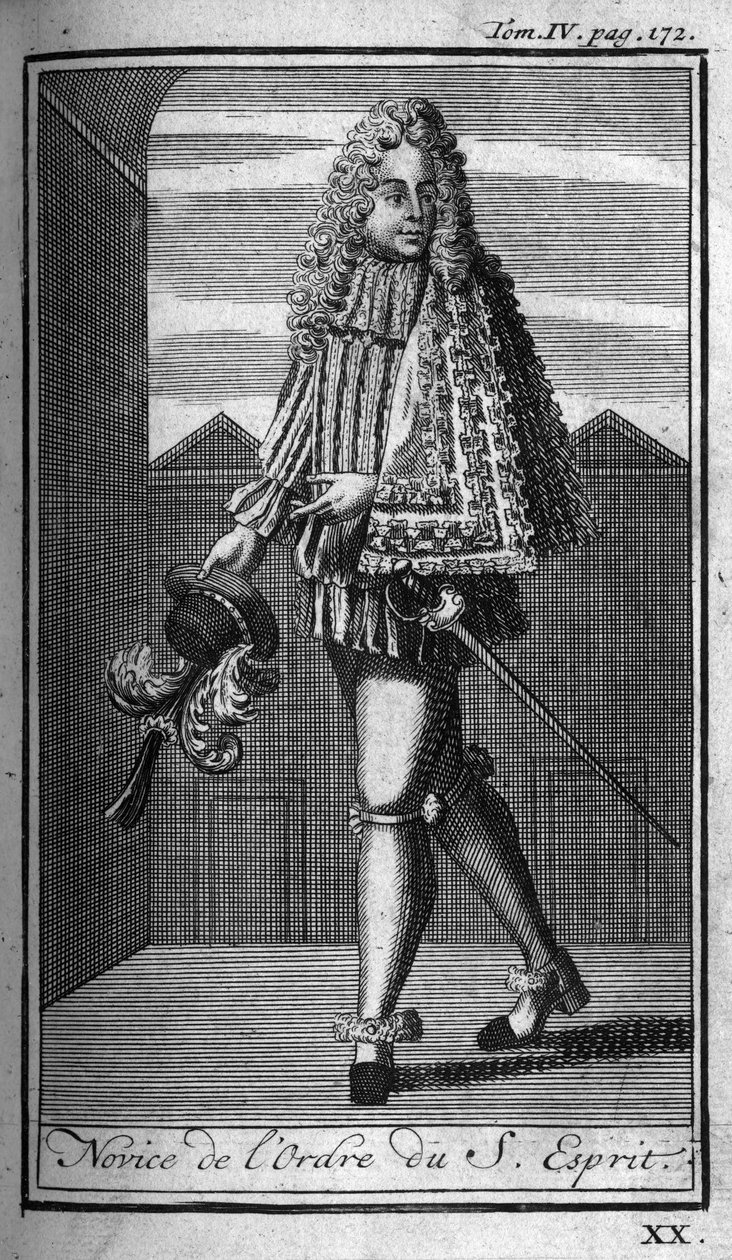 Rytířské řády. Novic Ducha svatého (Řád Ducha svatého) ve Francii v 16. století. In „“ Historie vojenských řádů či rytířů, dosud ustavených bezpečných a rutinních milicí obou pohlaví. Vydání převzato z Abbe od Unknown artist