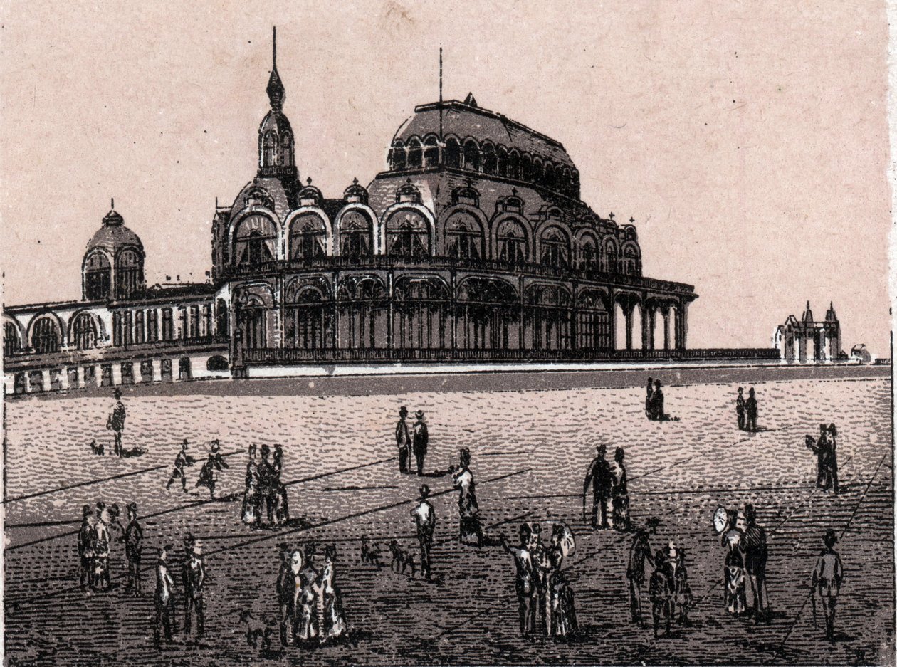 Ostende (Ostend), Belgie: pohled na Kursaal Digue (Casino). v „“ Svět ilustruje 168 pohledů““ Nedatováno (konec 19. století) od Unknown artist