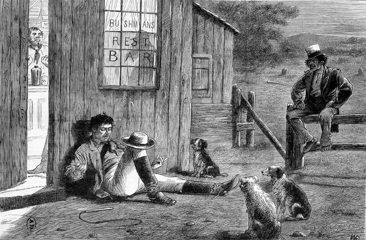 Před krčmou v buši v Austrálii od Unknown artist