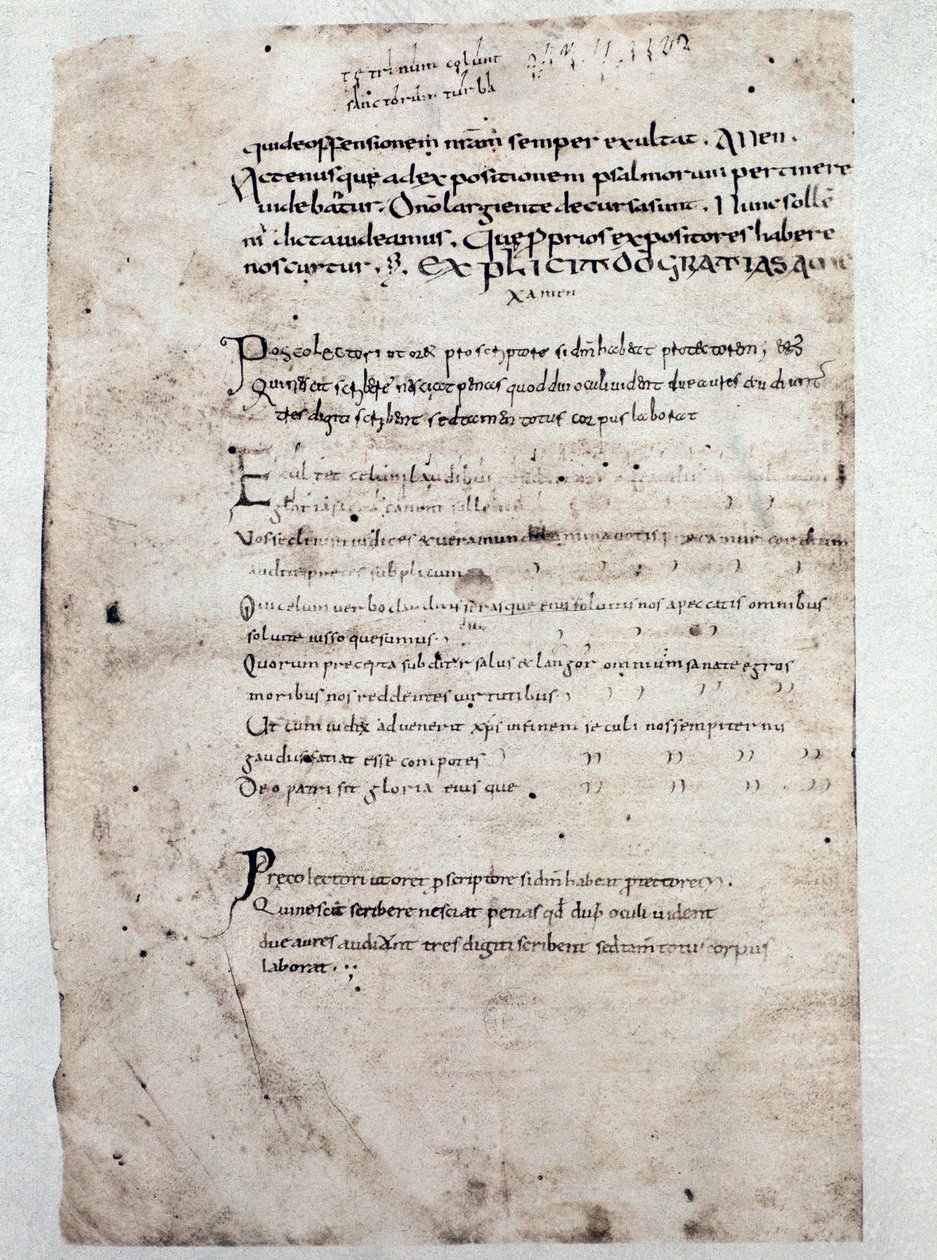 Strana komentářů k žalmům od Cassiodora (rukopis, 9. století) od Unknown artist