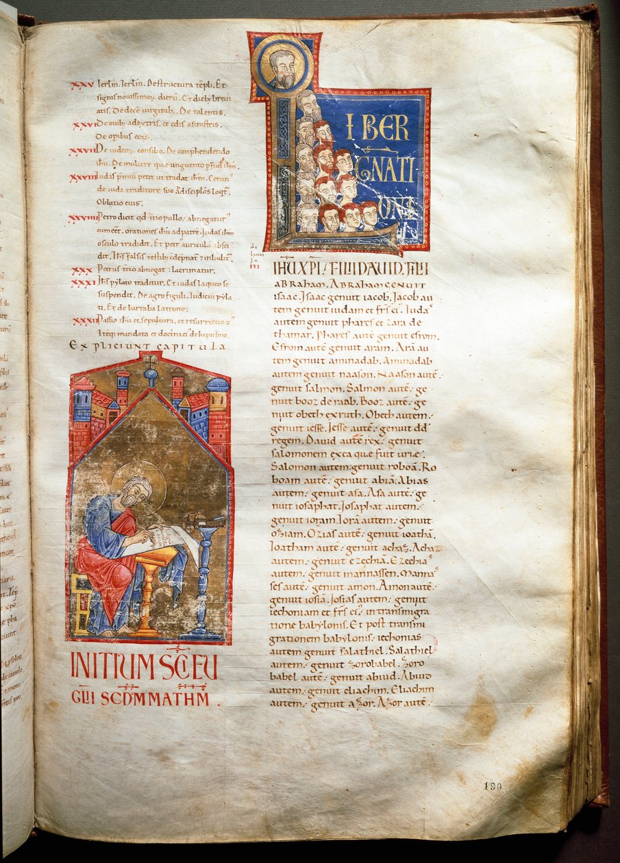 Stránka iluminované bible (Ms.721-Foglio 190r) z počátku 12. století. Ztlumit. 52,5x36 cm Řím, Biblioteca Casanatense od Unknown artist