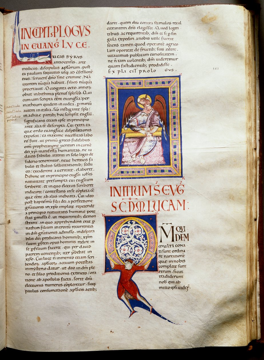 Stránka iluminované bible (Ms.723-Foglio 162r.) z počátku 12. století. Ztlumit. 52,8x38 cm Řím, Biblioteca Casanatense od Unknown artist