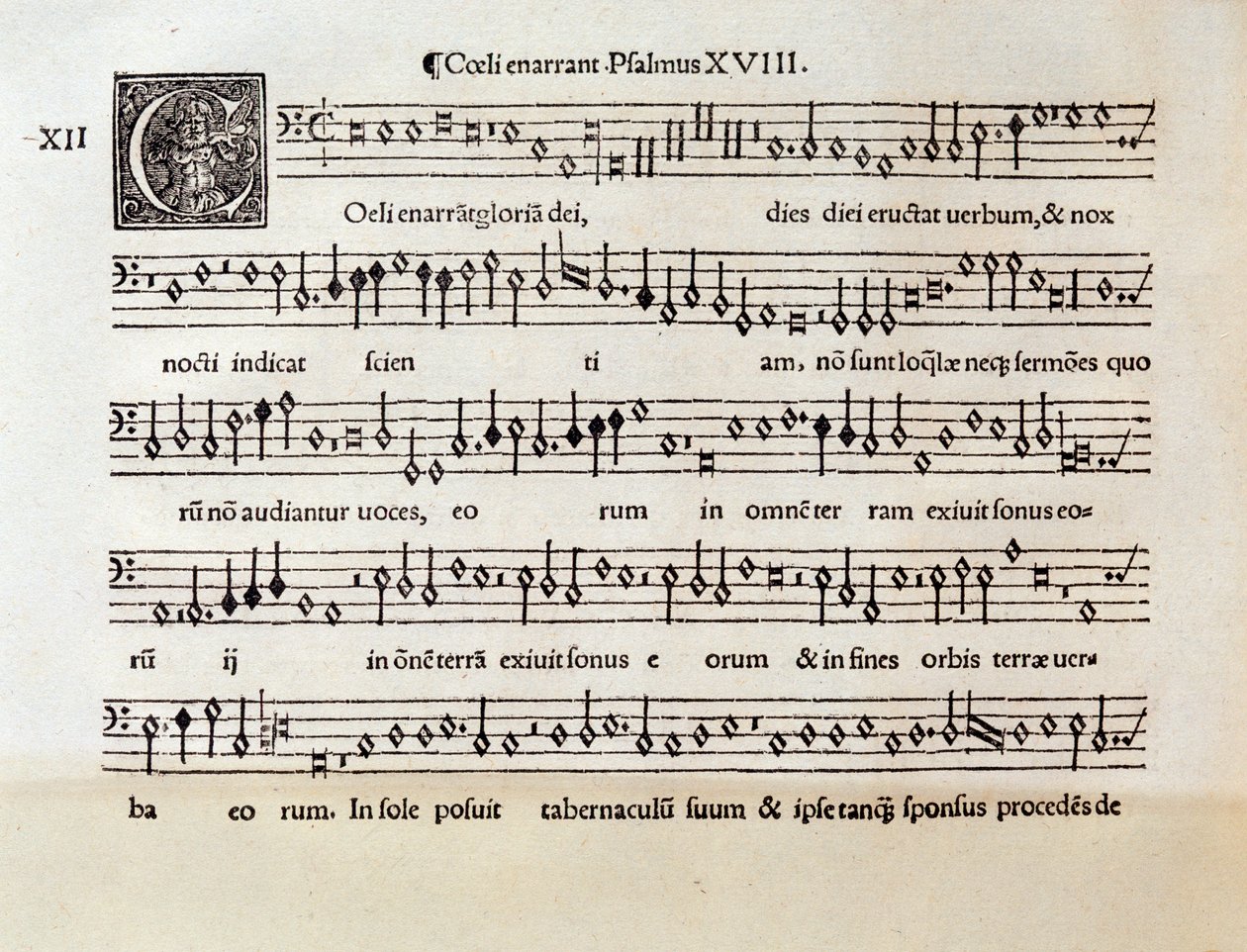Stránka hudební partitury žalmu XVIII od Willaerta (1538) od Unknown artist