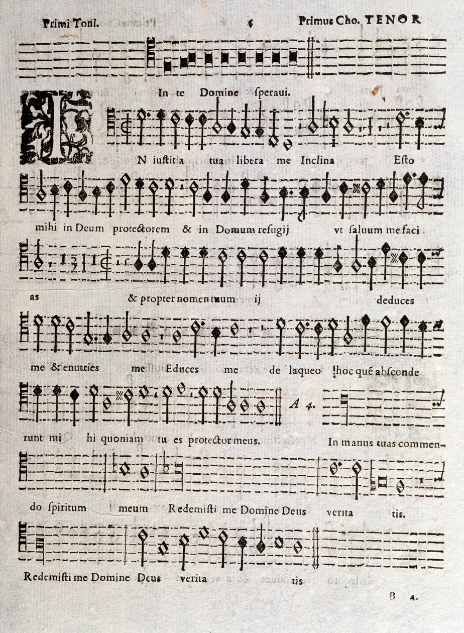 Strana hudební partitury Žalmů (op 16) od Ludovica Viadany od Unknown artist