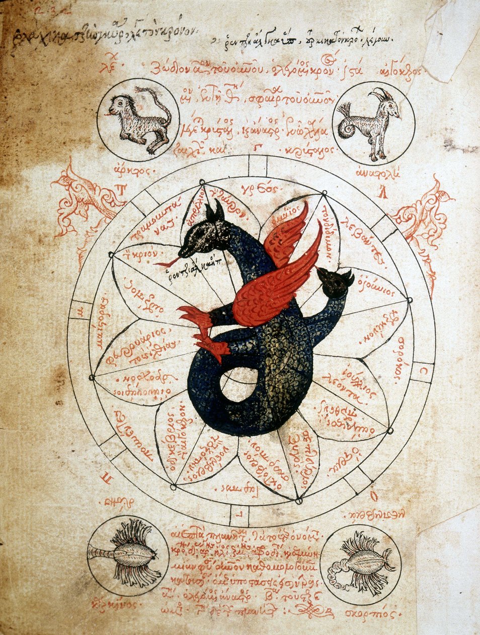 Strana rukopisu "Astrologické tabulky a kabalistika", pojednání o astrologii 14. století. od Unknown artist