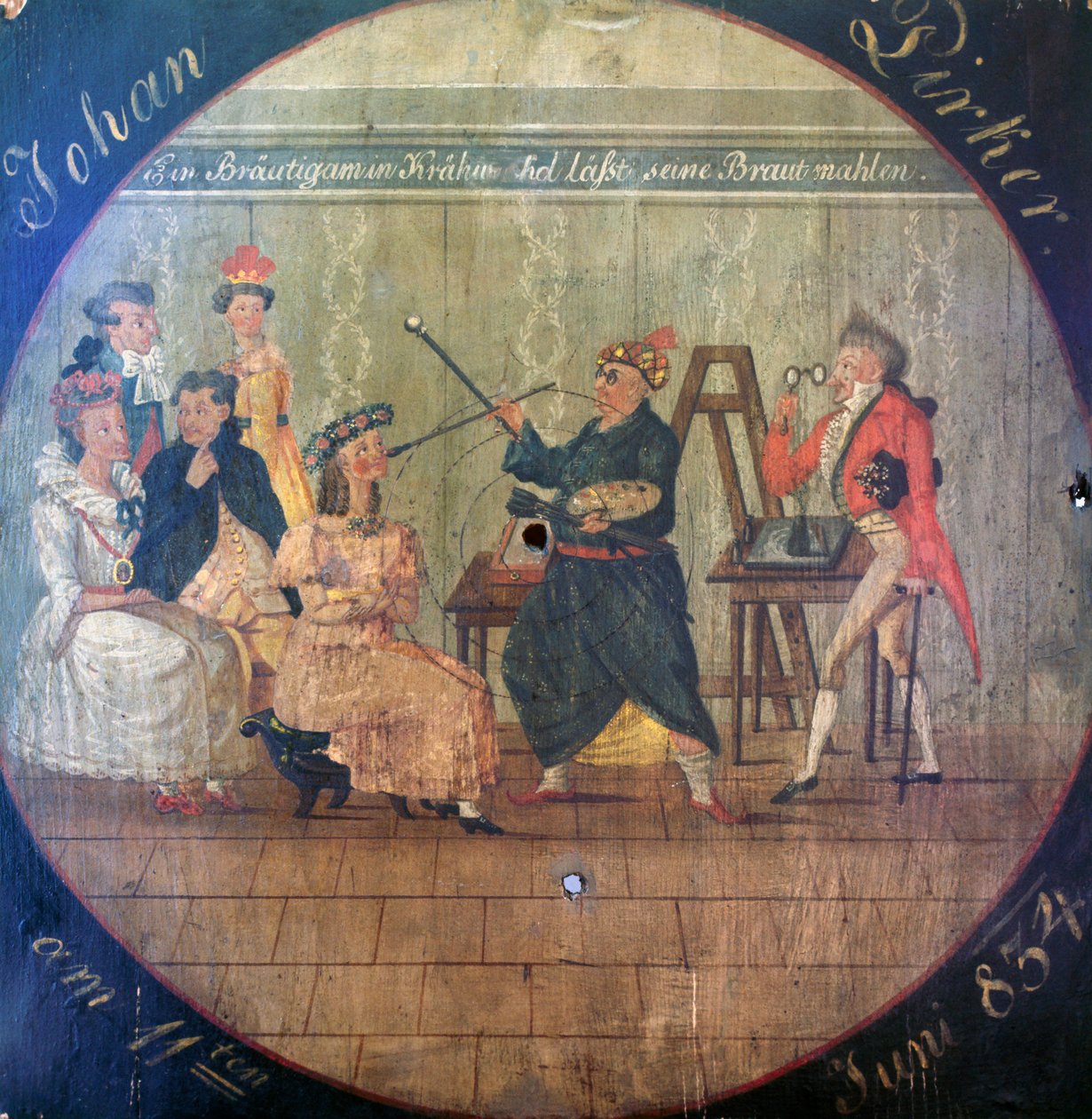 Malíř s modely (malovaný terč) od Unknown artist