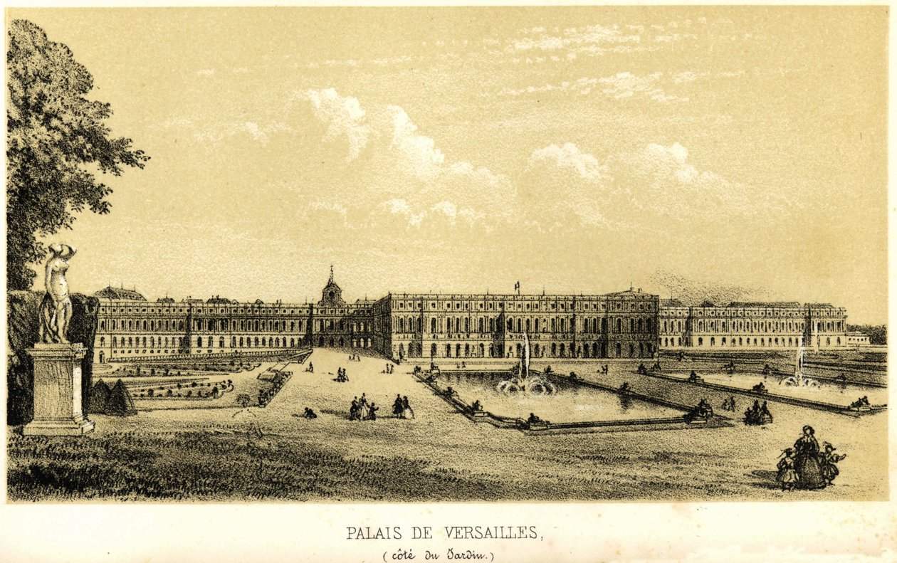 Palác ve Versailles, výhled do zahrady v roce 1857. od Unknown artist