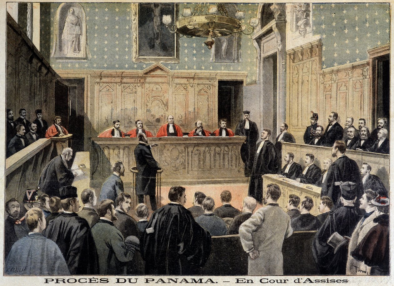 Případ Panama: Porotní soud – v „“Le Petity Journal““ z 2. ledna 1898 od Unknown artist