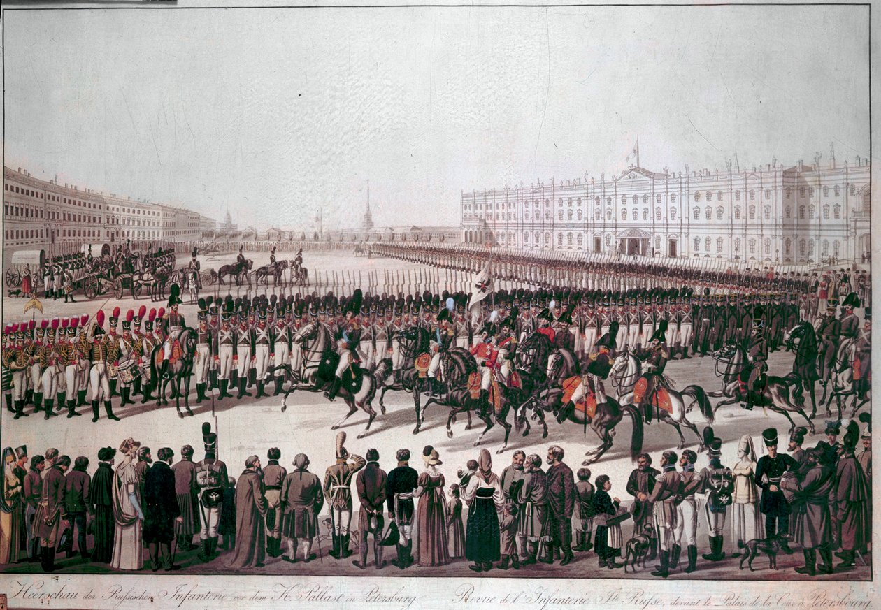 Přehlídka ruské pěchoty. Tisky z počátku 19. století. od Unknown artist