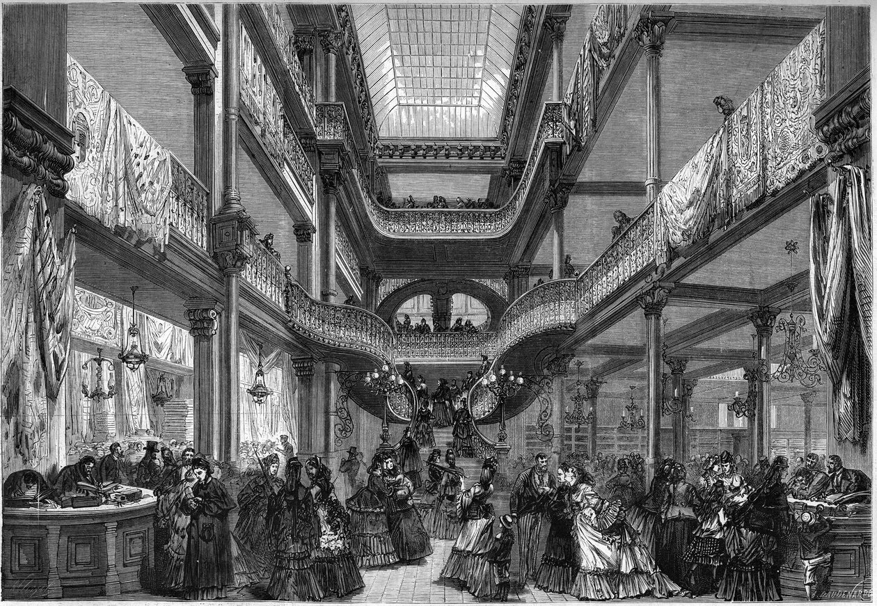 Paříž 1872: interiér nových obchodů, „levně““. od Unknown artist