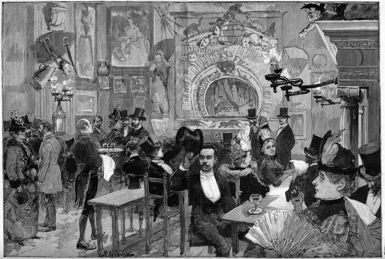 Paříž 1887: Divadlo stínů v kabaretu „Cat Noir““. od Unknown artist
