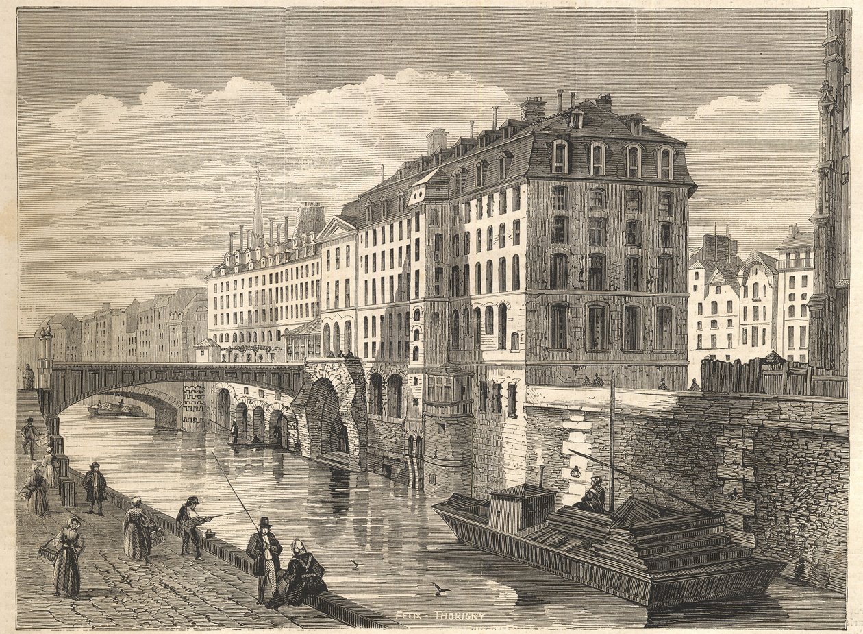 Demolice v Paříži: Hotel Dieu od Unknown artist