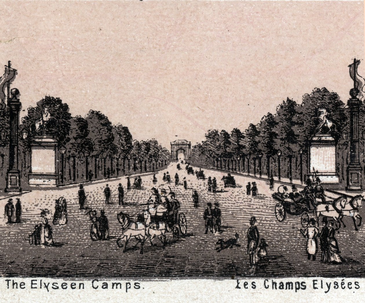 Paříž, Francie: pohled na Champs Elysees (Champs-Elysees). v „Svět ilustruje 168 pohledů““ Nedatováno (konec 19. století) od Unknown artist