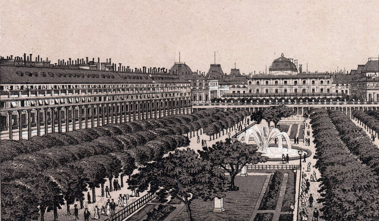 Paříž, Francie: pohled na královský palác. v „“ Svět ilustruje 168 pohledů““ Nedatováno (konec 19. století) od Unknown artist
