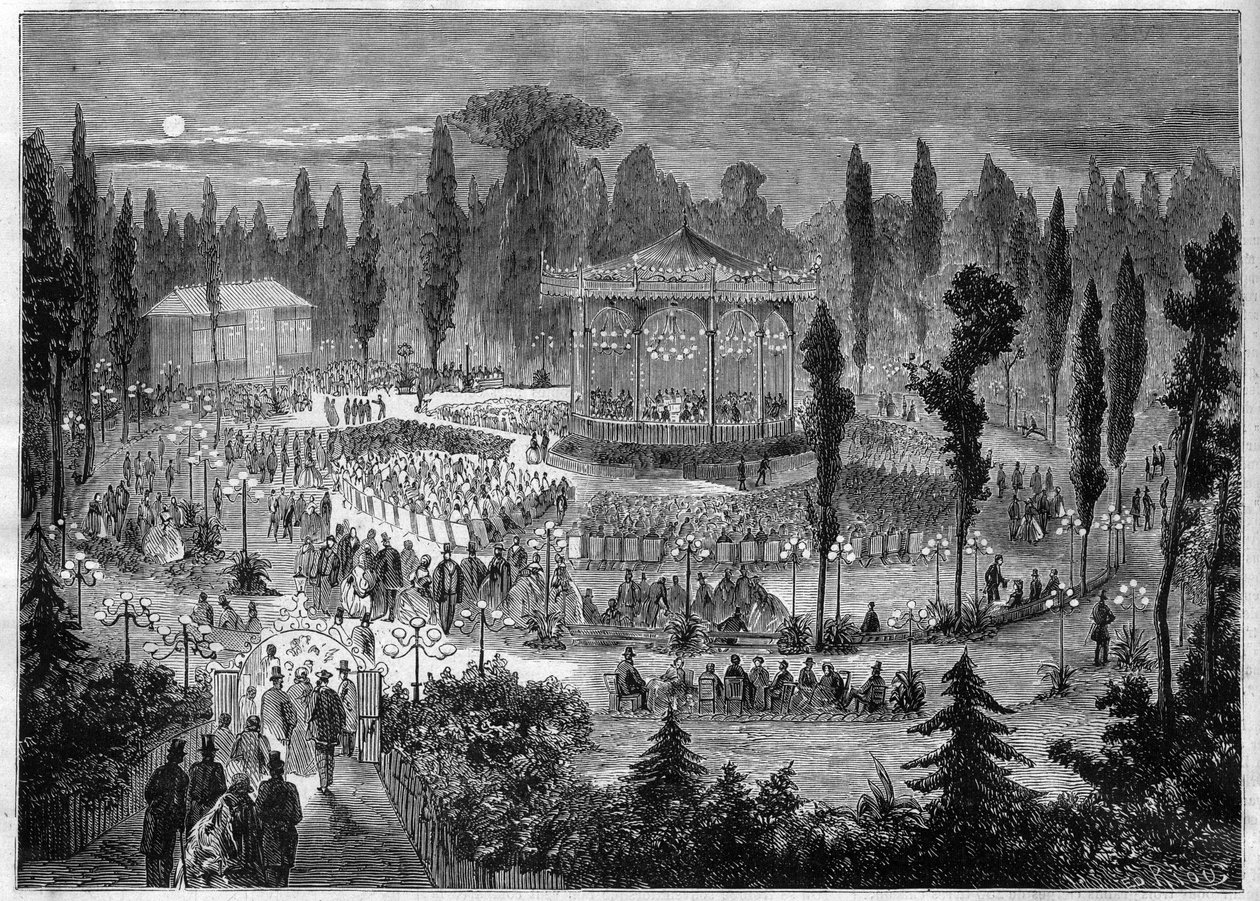 Paříž VIII. obvod - avenue des Champs-Elysees (Champs Elysees) - koncerty v roce 1868 od Unknown artist