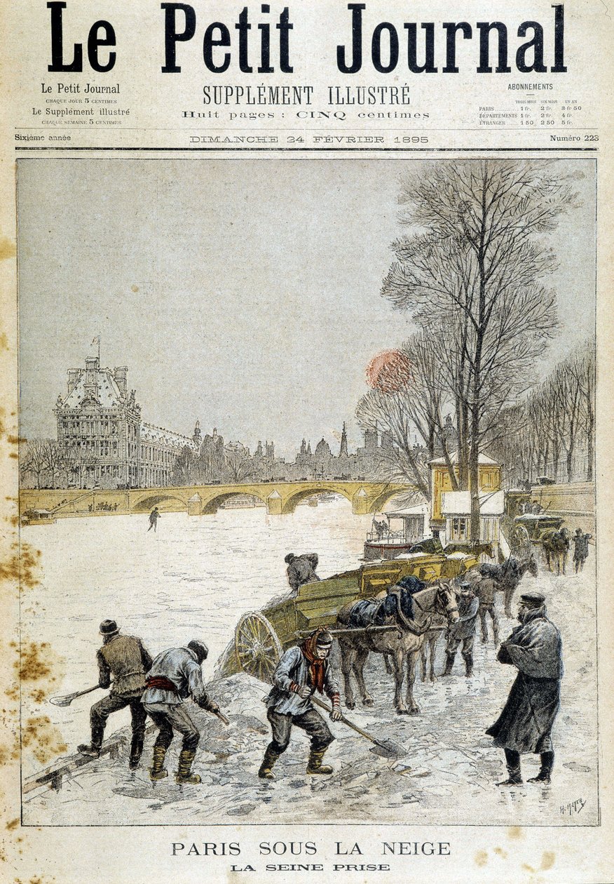 Paříž pod sněhem: zachycena Seina – v „“Le Petite Journal““ z 24. 2. 1895 od Unknown artist