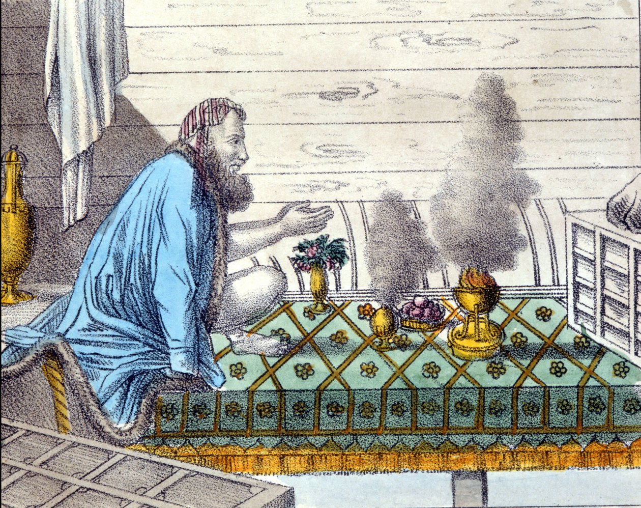 Parsis (potomci zoroastriánů z Persie, kteří emigrovali do Indie od 8. století) v uctívání ohně. od Unknown artist