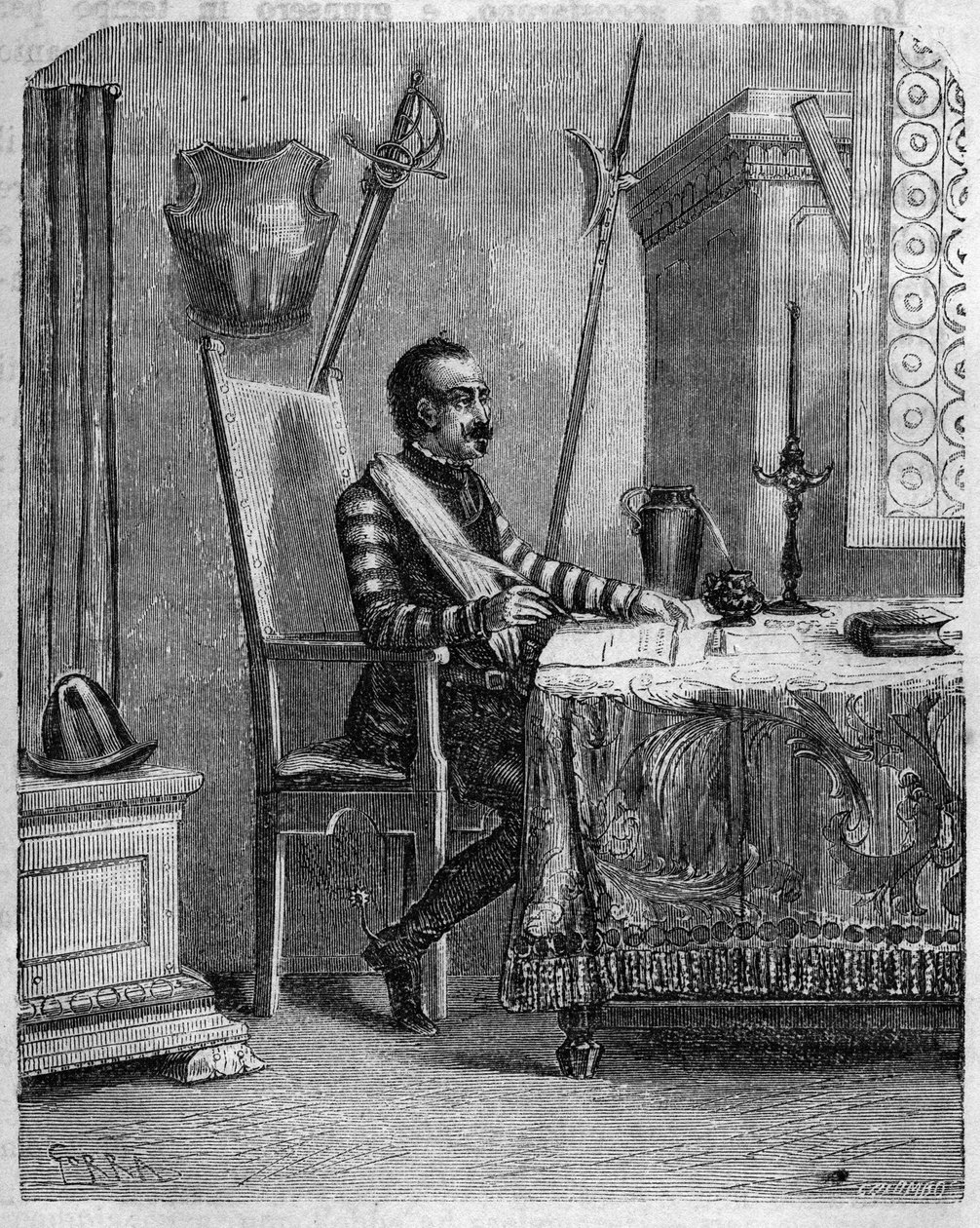Pascal Paoli (1725-1807), korsický patriot ve svém ateliéru. V “” Pasquale Paoli nebo Pontenuovo trase “” ” od F.D. Guerrazzi. 1872. od Unknown artist