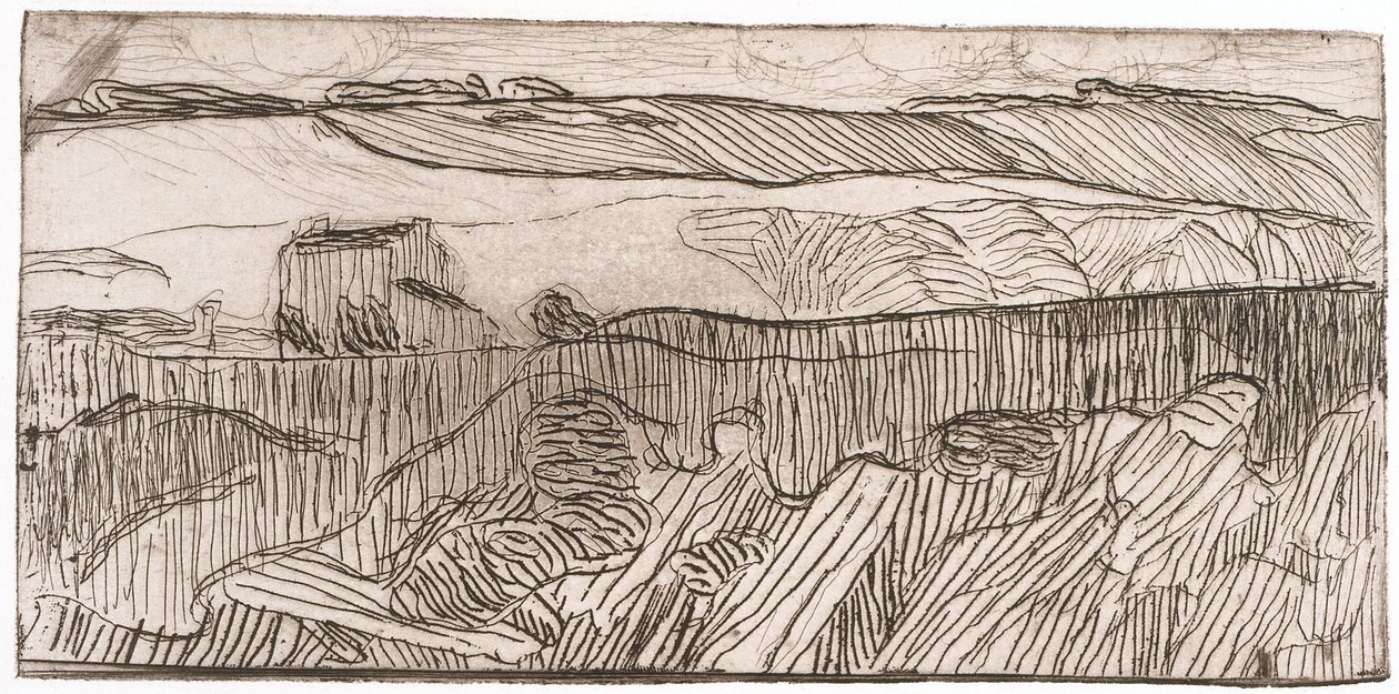 Pruhovaná krajina (lept) od Unknown artist